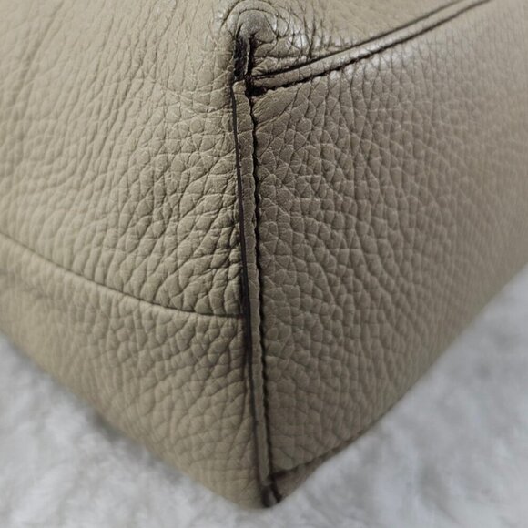 BRIGHTON Beige Pebble Leather Hobo Shoulder Bag Whipstitching Tassel Drawstring - Picture 9 of 16